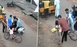 Girl with chewing gum stuck in throat