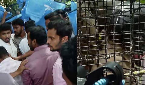 KSU : പോലീസ് അതിക്രമം : ആലപ്പുഴ SP ഓഫീസിലേക്ക് പ്രതിഷേധ മാർച്ച് നടത്തി KSU, പോലീസുമായി ഉന്തും തള്ളും