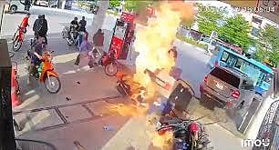 car crashed into a petrol pump