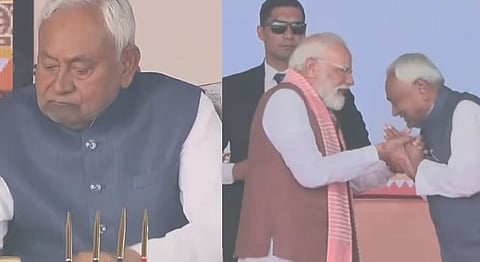 പത്താമൂഴത്തിൽ നിതീഷ് കുമാർ: ബിഹാർ മുഖ്യമന്ത്രിയായി സത്യപ്രതിജ്ഞ ചെയ്തു; സത്യവാചകം ചൊല്ലിക്കൊടുത്ത് ഗവർണർ, സമ്രാട്ട് ചൗധരിയും വിജയ് കുമാർ സിൻഹയും ഉപമുഖ്യമന്ത്രിമാർ, ഗാന്ധി മൈതാനത്ത് ചടങ്ങുകൾ | Nitish Kumar