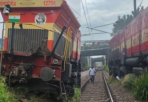 എറണാകുളം കളമശ്ശേരിയിൽ ഗുഡ്‌സ് ട്രെയിൻ എഞ്ചിൻ പാളം തെറ്റി: ഷൊർണൂർ പാതയിൽ ഗതാഗത തടസ്സം | Goods train