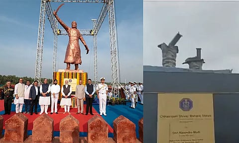 മോദി ഉദ്ഘാടനം ചെയ്ത ശിവജിയുടെ കൂറ്റൻ പ്രതിമ തകർന്നടിഞ്ഞു