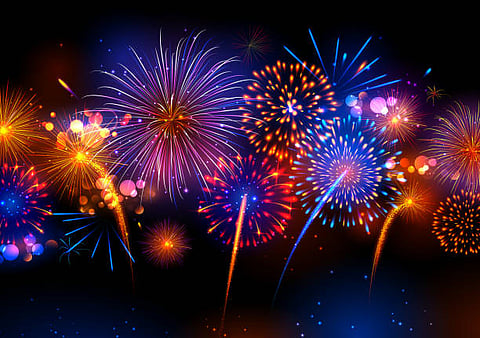 illustration of Realistic colorful Fireworks