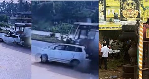 ഉ​ഡു​പ്പി ക്ഷേ​ത്ര ദ​ർ​ശ​ന​ത്തി​ന് പോ​യ മ​ല​യാ​ളി​ക​ളു​ടെ കാ​റി​ലേ​ക്ക് ലോ​റി ഇ​ടി​ച്ചു ക​യ​റി; ഏ​ഴ് പേ​ർ​ക്ക് പ​രി​ക്ക് | car  accident