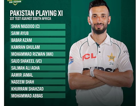 ദക്ഷിണാഫ്രിക്കയ്‌ക്കെതിരായ ടെസ്റ്റ് പരമ്പരയ്ക്കുള്ള  പാകിസ്ഥാൻ്റെ പ്ലേയിംഗ് ഇലവനെ പ്രഖ്യാപിച്ചു