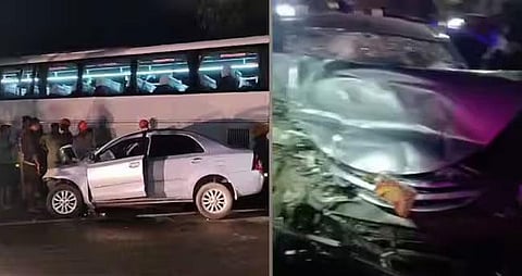 ശ​ബ​രി​മ​ല തീ​ർ​ഥാ​ട​ക​ർ സ​ഞ്ച​രി​ച്ച കാ​റും ബ​സും കൂ​ട്ടി​യി​ടി​ച്ചു; ര​ണ്ടു പേ​ർ​ക്ക് ദാ​രു​ണാ​ന്ത്യം | Accident