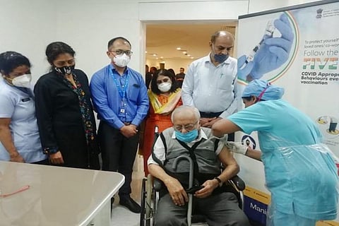 In Bengaluru, 97-year-old Ramaswami Parthasarathy was among the first to receive the COVID-19 vaccine