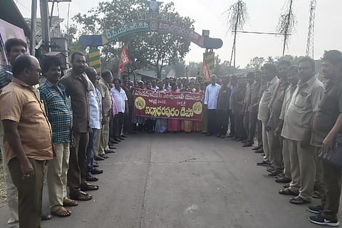 Less than a month after govt merger, APSRTC employees hold two-day protest 