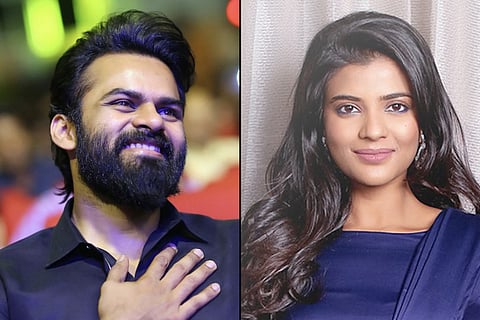 Actor Sai Dharam Tej on the left and actor Aishwarya Rajesh on the right