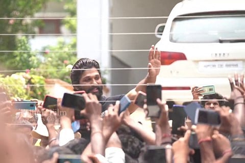 Allu Arjun greeting fans at his residence on his birthday 