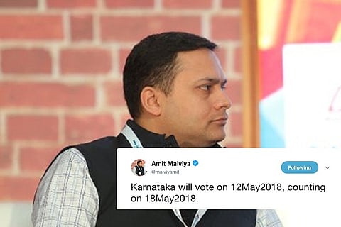 BJP’s Amit Malviya, Congressman tweet K’taka poll dates before announcement, EC promises action