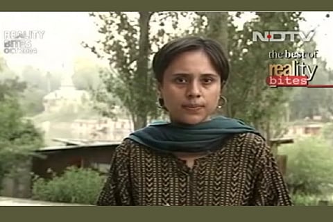 A screenshot from the viral video of Barkha Dutt's report on Kashmiri Pandits