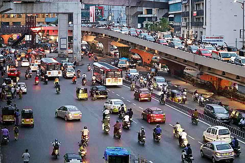 Begumpet main road captured from Metro station