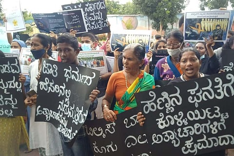 Protests in Bengaluru against release of convicts in Bilkis Bano case
