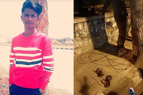 Collage of Kishore the labourer who died in Bengaluru and the live wire that killed him