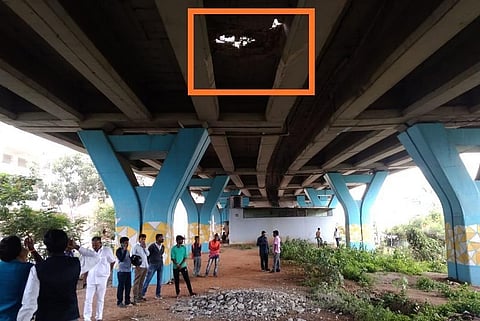 Hole in a Bengaluru flyover, authorities close it for repair 