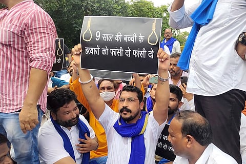 Bhim Army protesting with placards in Delhi