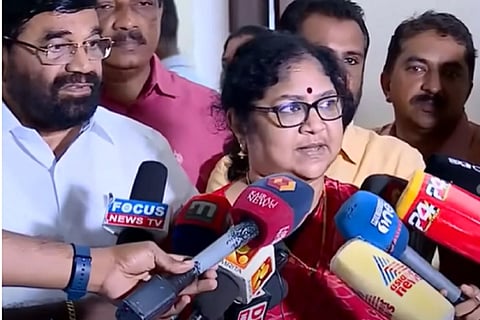 Minister Bindu talks to media