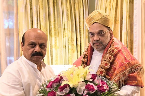 Karnataka Chief Minister Basavaraj Bommai with Union Home Minister Amit Shah