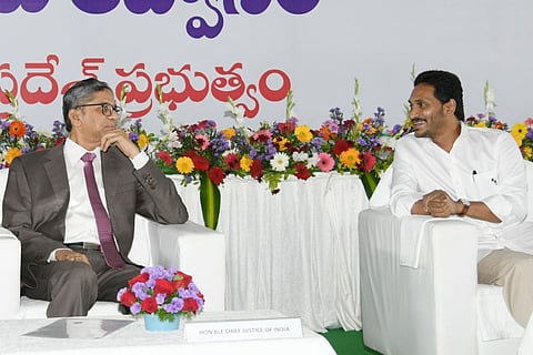 Andhra Pradesh CM YS Jagan Mohan Reddy meets Chief Justice of India NV Ramana in Vijayawada