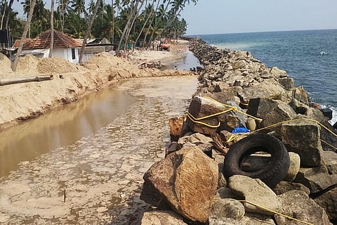 Seawall construction in Kerala coast hamlet in trouble again due to sand unavailability