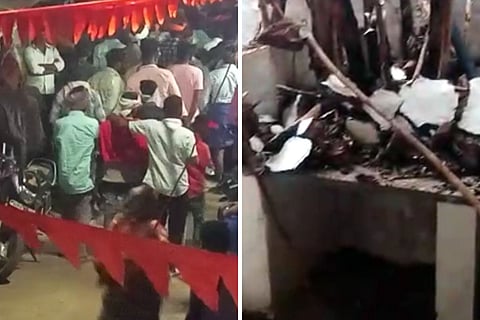 Panchamasali Lingayats damaged Madiga houses by pelting stones and setting fire to at least two houses in Nandihalli in Haveri district.