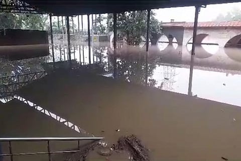 An image of a flooded area in Delhi