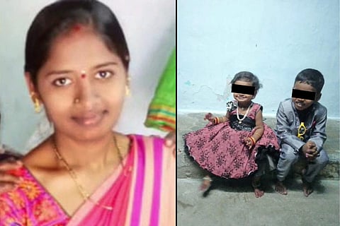 A collage of the woman and her children