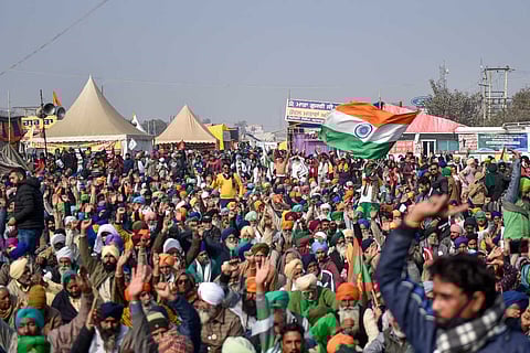 Farmers protesting at Singhu border 