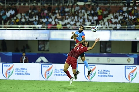 Indian senior men's football team played out a goalless draw against Lebanon
