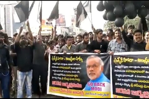 #GoBackModi trends on Twitter again, TDP protests in Andhra over PM visit