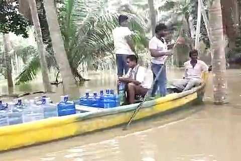 Relief supplies being transported in Konaseema amid Godavari floods