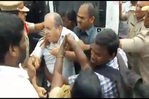 Activist-educationist Prof Haragopal manhandled as Hyd cops crackdown on protest