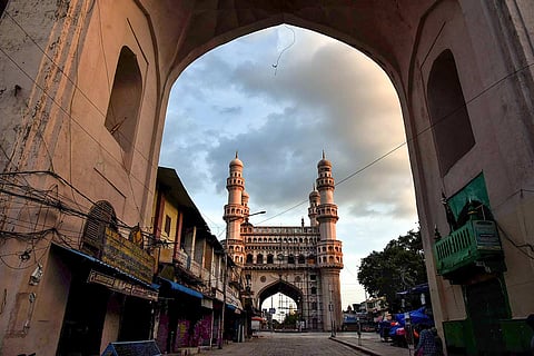 An image of Charminar taken from one of the Darwazas during the lockdown