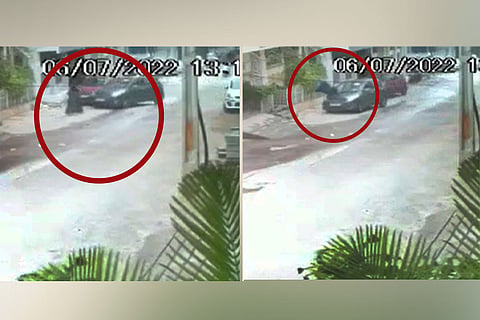 Hyderabad accident CCTV: Woman thrown by impact of the speeding car