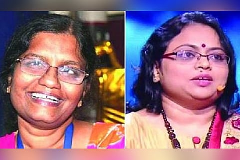 M. Vanitha, Project Director of Chandrayaan 2, and Ritu Karidhal, Mission Director of Chandrayaan 2
