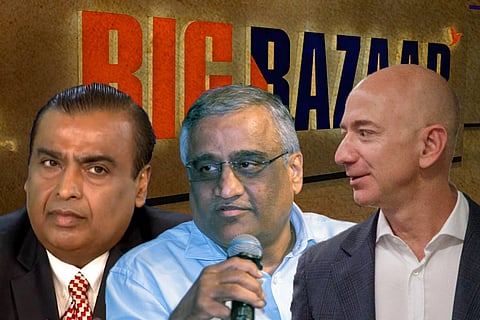 Jeff Bezos, Mukesh Ambani and Kishore Biyani 