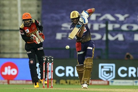 Kolkata Knight Riders batsman lifting the bat for hitting the ball