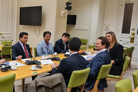 Telangana Minister KTR with Plug and Play team 