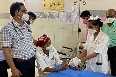 Kanaka Raju getting treatment