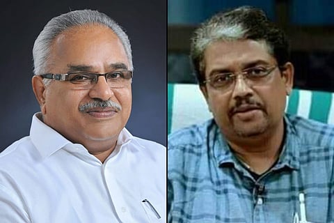 A collage of Kanam Rajendran and Biju Prabhakar IAS