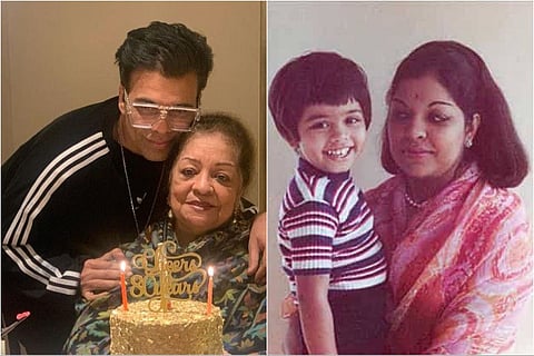 Karan Johar with his mother Hiroo Johar