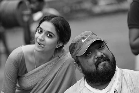 Keerthy Suresh and director Siva from the sets of Annaatthe