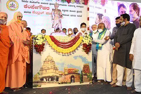 Foundation stone laid for 108-ft statue of Bengaluru founder Kempegowda at airport