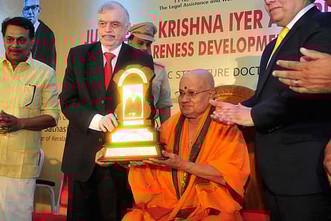 Kesavananda Bharati and former Kerala Governor P Sathasivam