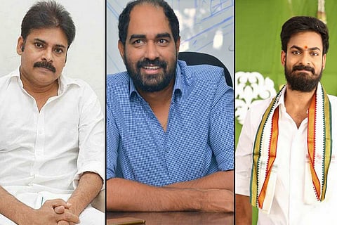Krish, Pawan Kalyan and Vaishnav Tej