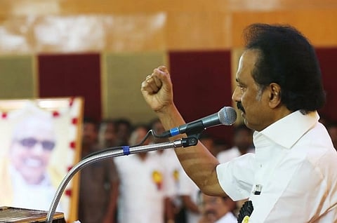 In first speech as DMK President, Stalin calls for defeat of AIADMK and BJP