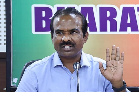 Karnataka BJP MLC N Ravikumar speaking into a mic