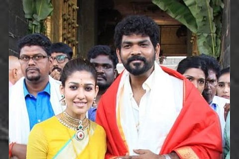 Nayanthara and Vignesh Shivan at the Tirumala temple in Andhra Pradesh
