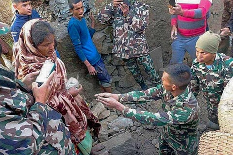 Rescue efforts after an earthquake in Nepal